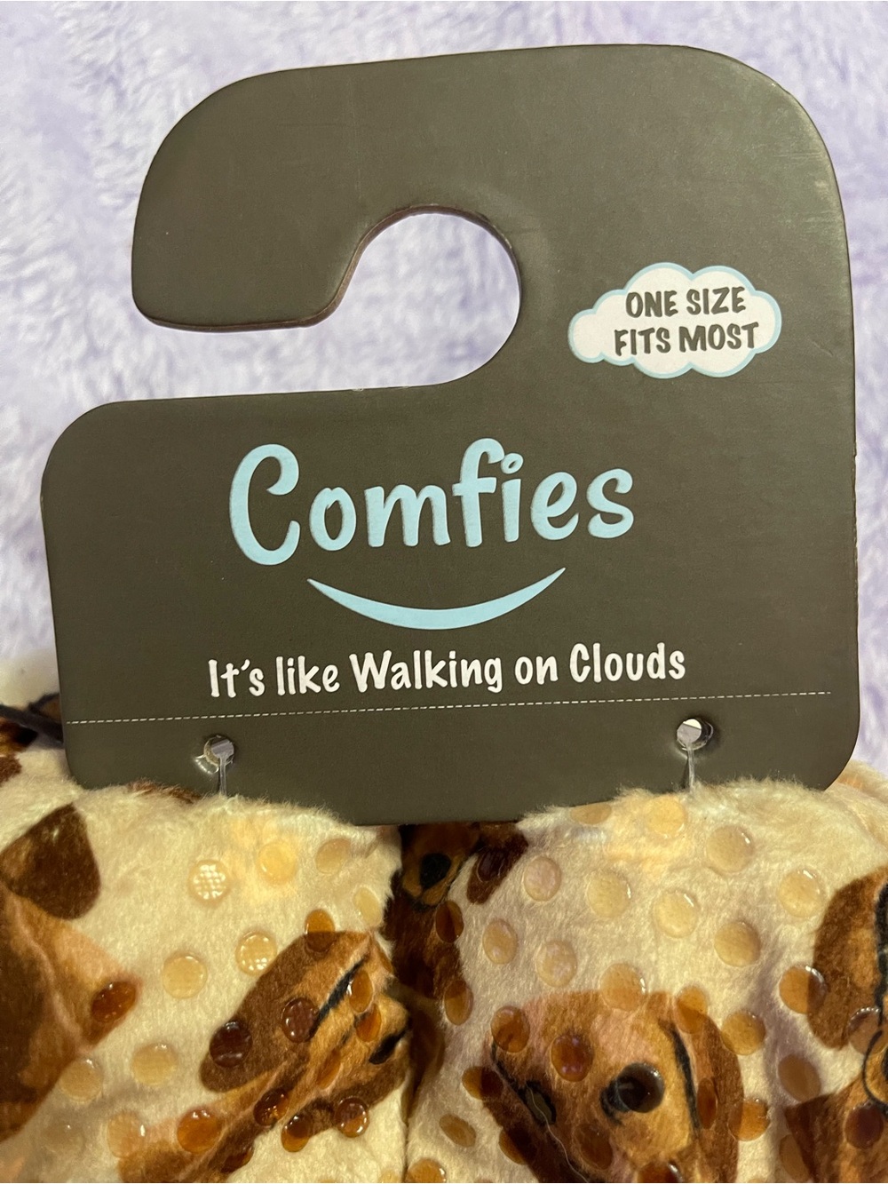 Cozy Cream/brown Plush Comfies Slippers with Dachsunds !  Up to size 9 NWT! - Picture 2 of 4